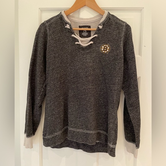 Antigua women’s Boston Bruins sweater, size M Gray with ties - Picture 1 of 6